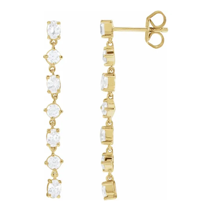 Alternating Oval & Round Lab-Grown Diamond Dangle Earrings