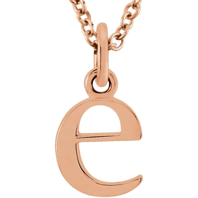 Lowercase letter e pendant in 18K rose gold-plated sterling silver