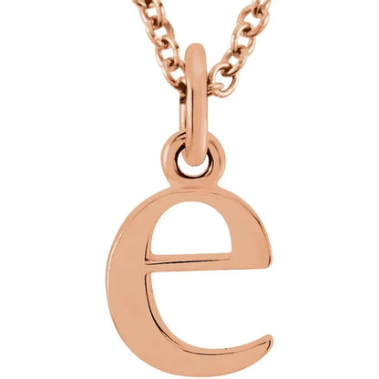 Lowercase letter e pendant in 18K rose gold-plated sterling silver
