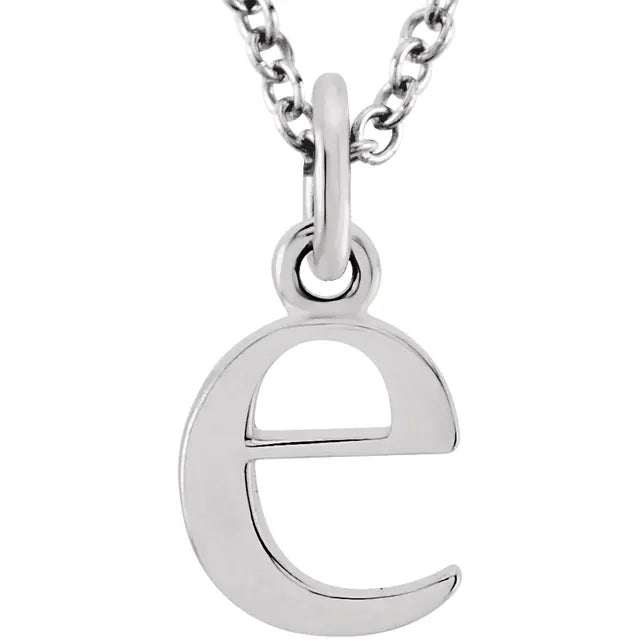 Lowercase letter e pendant in sterling silver
