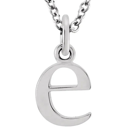 Lowercase letter e pendant in sterling silver