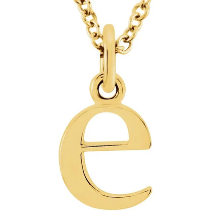 Lowercase letter e pendant in 18K yellow gold-plated sterling silver