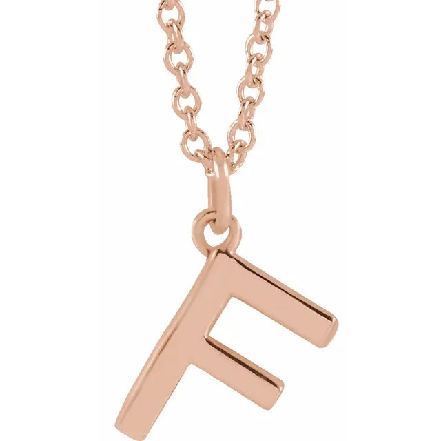 Uppercase letter F pendant in 18K rose gold-plated sterling silver