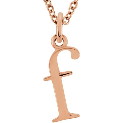 Lowercase letter f pendant in 18K rose gold-plated sterling silver