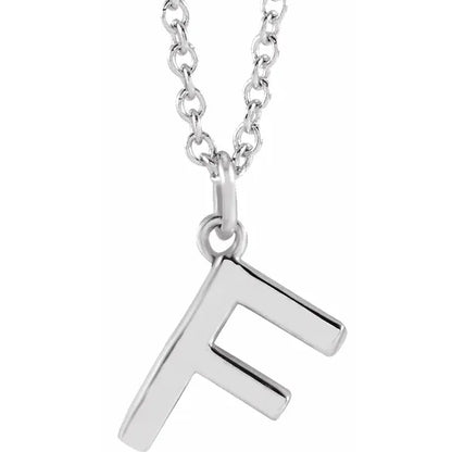 Uppercase letter F pendant in sterling silver