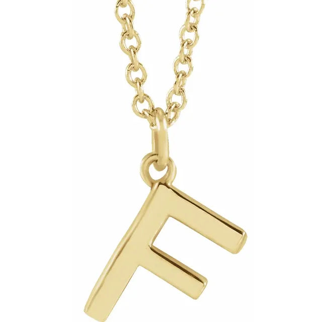 Uppercase letter F pendant in 18K yellow gold-plated sterling silver