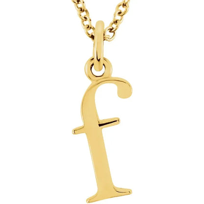 Lowercase letter f pendant in 18K yellow gold-plated sterling silver