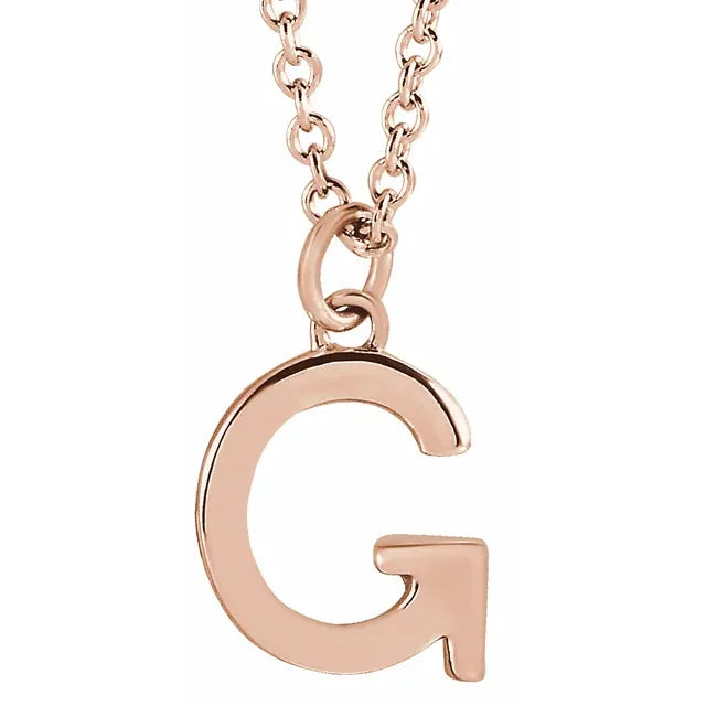 Uppercase letter G pendant in 18K rose gold-plated sterling silver