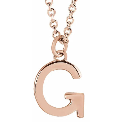 Uppercase letter G pendant in 18K rose gold-plated sterling silver