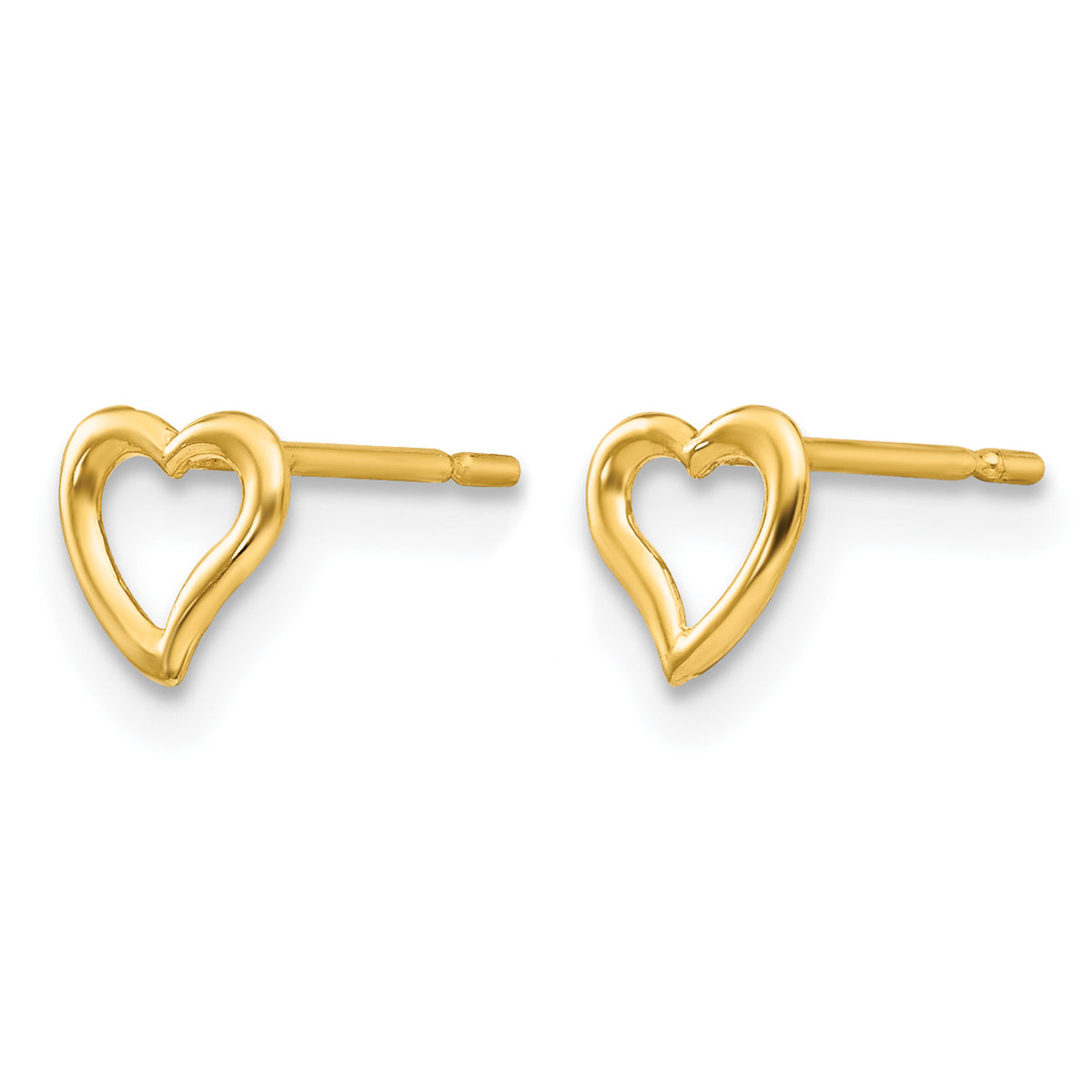 Children’s 14K yellow gold open heart stud earrings 5mm pair view