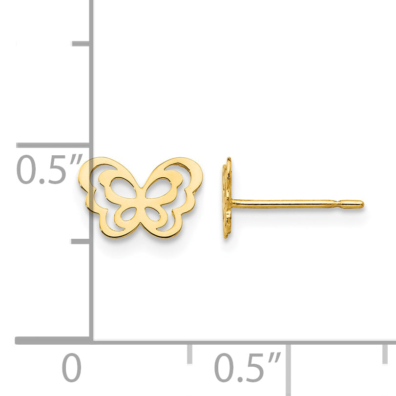 Children’s 14K Gold Butterfly Stud Earrings measurement guide