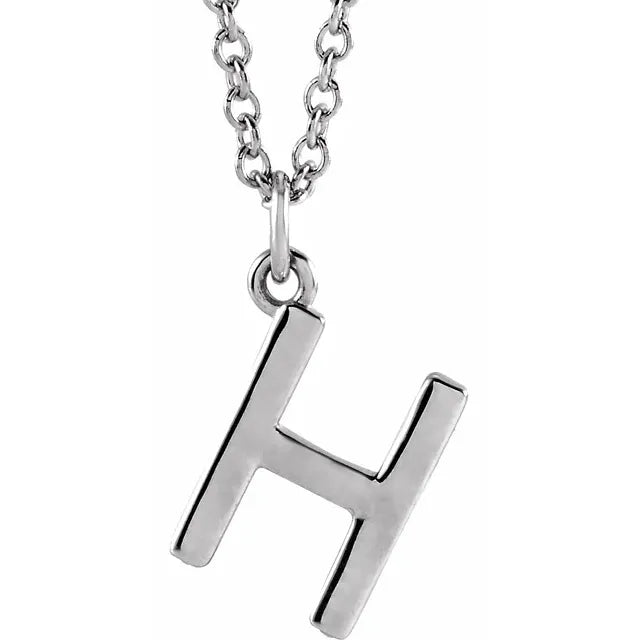 Uppercase letter H pendant in sterling silver