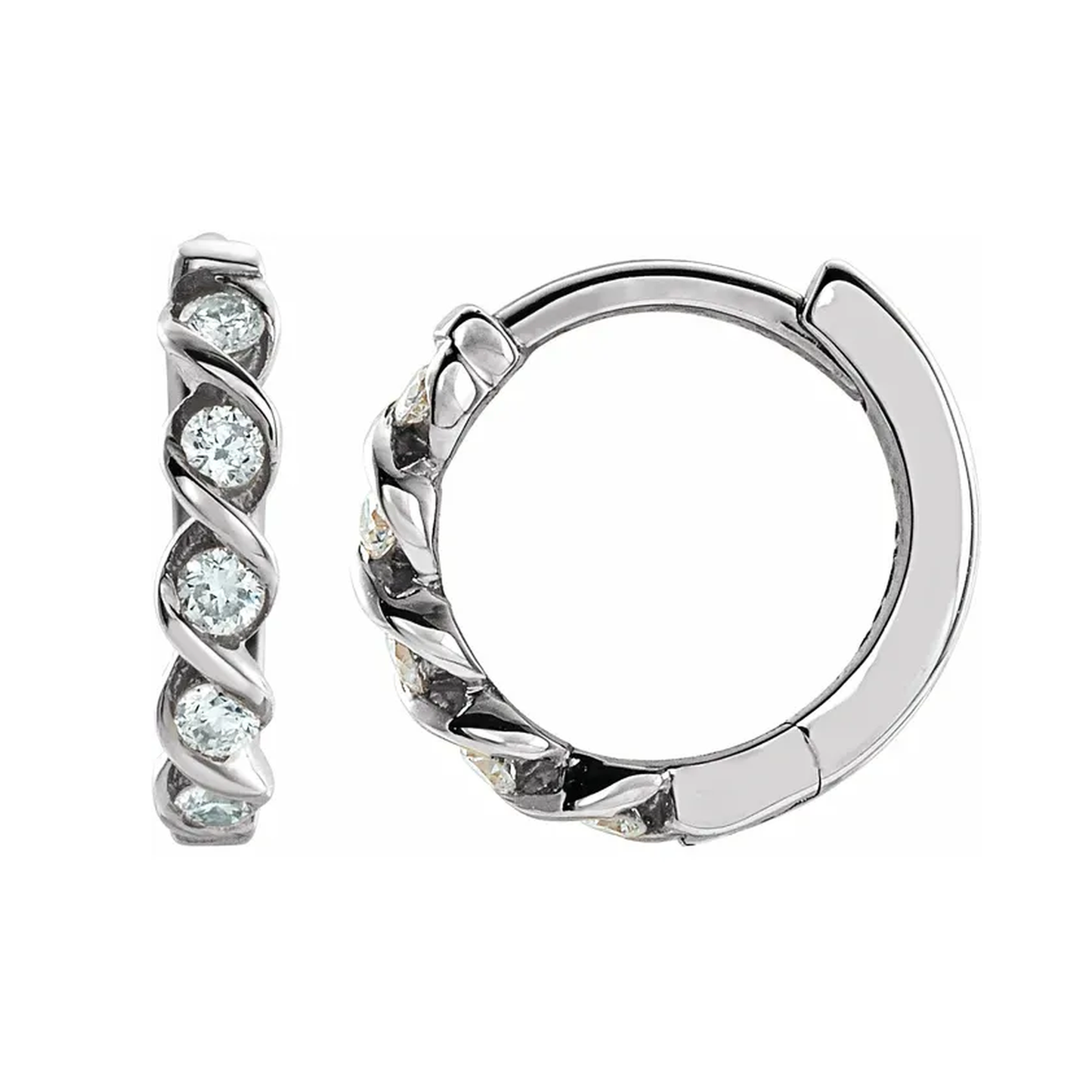 Twisted Lab-Grown Diamond Huggie Hoop Earrings