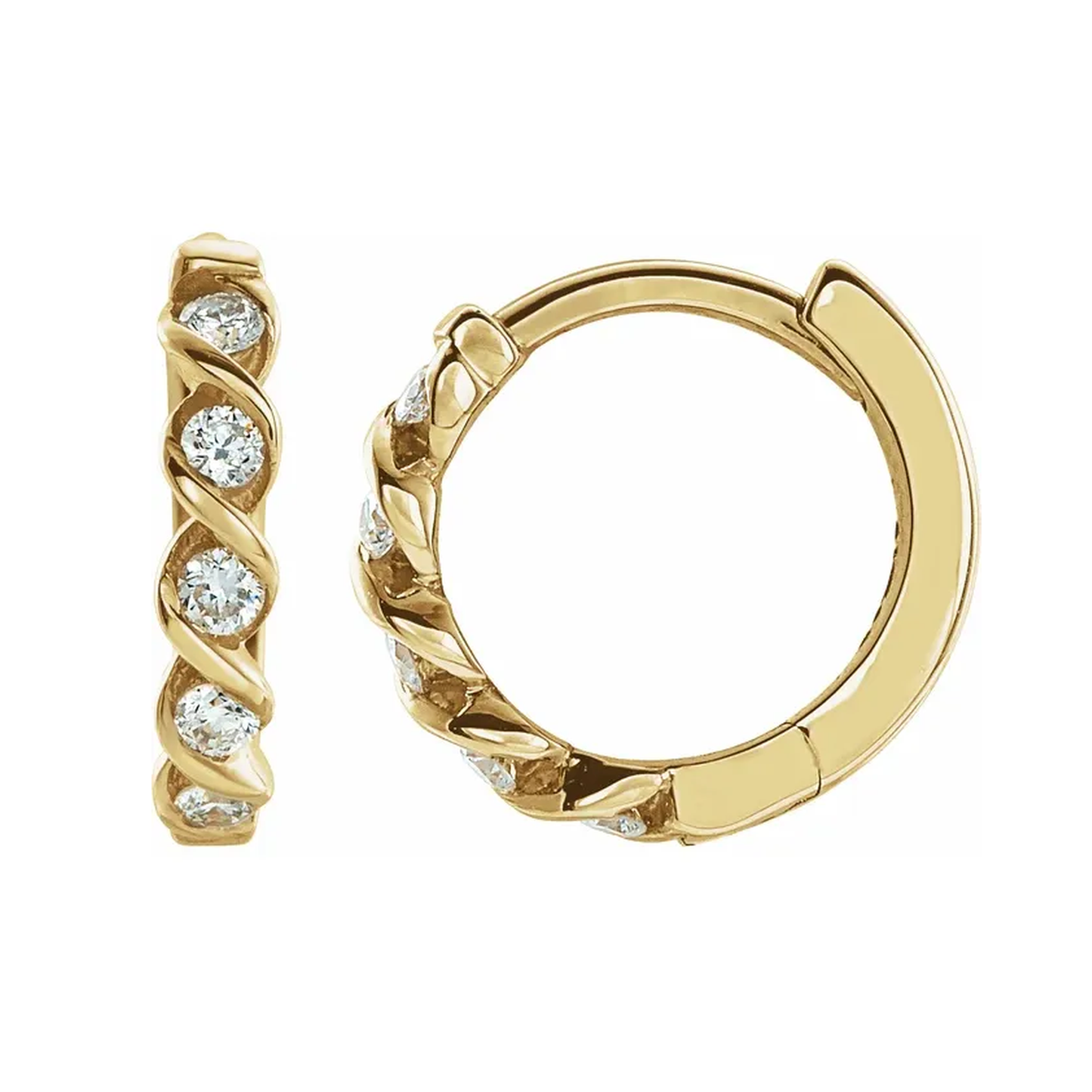 Twisted Lab-Grown Diamond Huggie Hoop Earrings