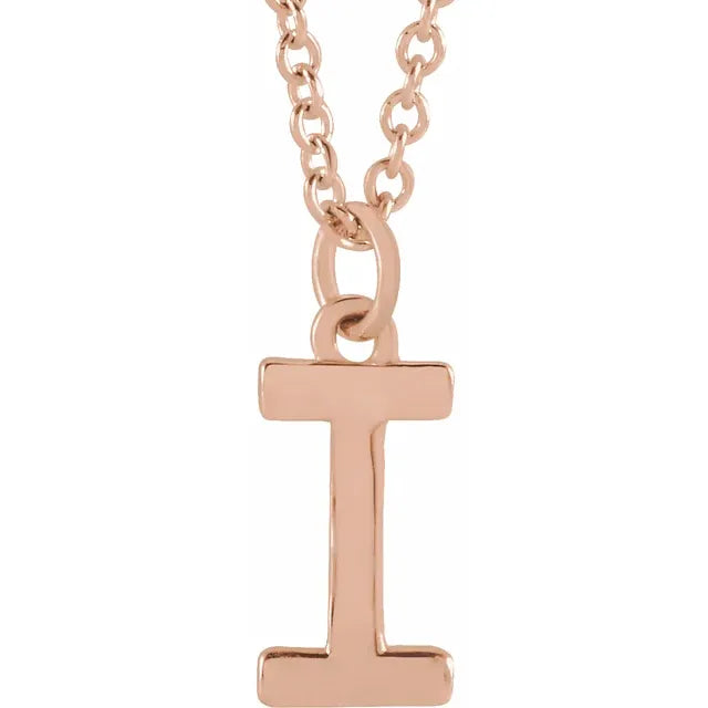 Uppercase letter I pendant in 18K rose gold-plated sterling silver