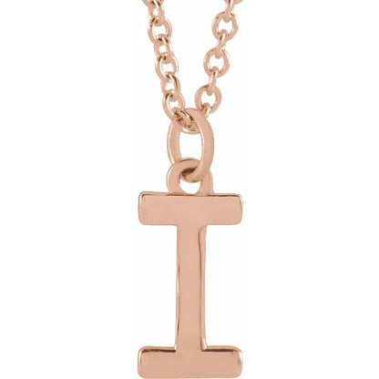 Uppercase letter I pendant in 18K rose gold-plated sterling silver