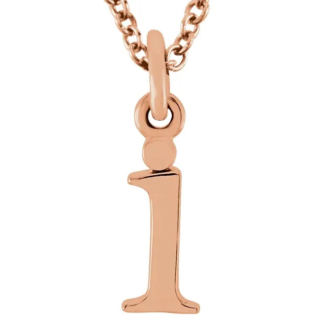 Lowercase letter i pendant in 18K rose gold-plated sterling silver