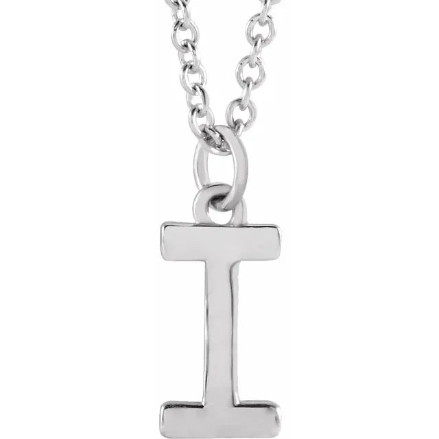 Uppercase letter I pendant in sterling silver