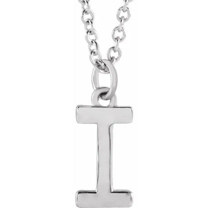Uppercase letter I pendant in sterling silver
