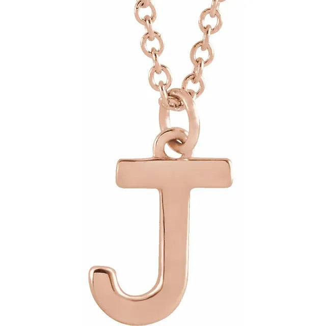 Uppercase letter J pendant in 18K rose gold-plated sterling silver