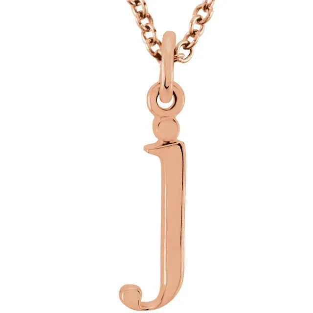 Lowercase letter j pendant in 18K rose gold-plated sterling silver
