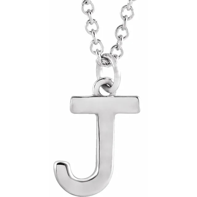Uppercase letter J pendant in sterling silver