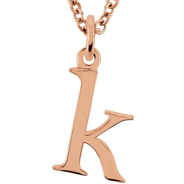 Lowercase letter k pendant in 18K rose gold-plated sterling silver