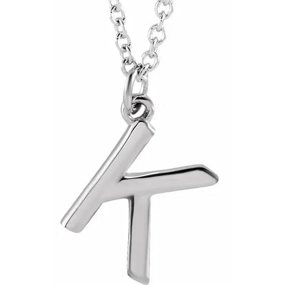 Uppercase letter K pendant in sterling silver