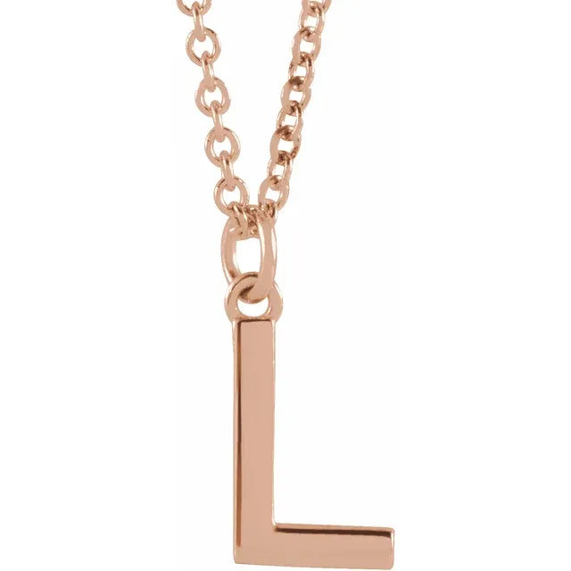 Uppercase letter L pendant in 18K rose gold-plated sterling silver