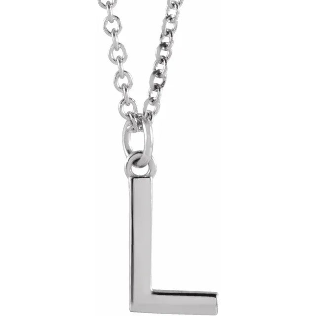 Uppercase letter L pendant in sterling silver