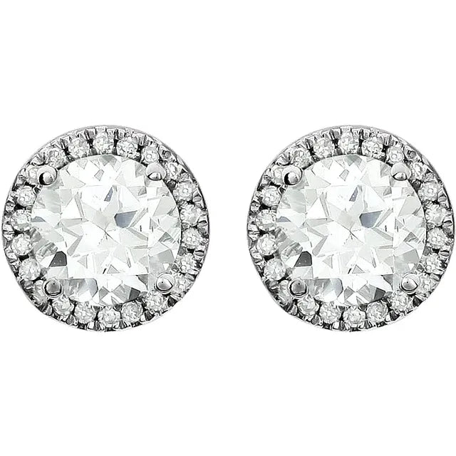 Lab-Grown Diamond Halo Stud Earrings – April Birthstone