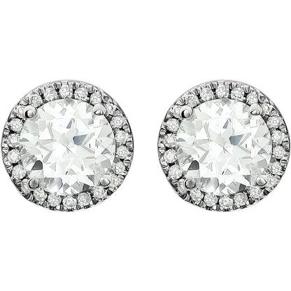 Lab-Grown Diamond Halo Stud Earrings – April Birthstone