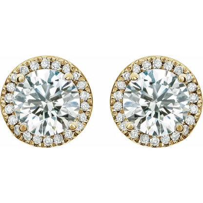 Lab-Grown Diamond Halo Stud Earrings – April Birthstone