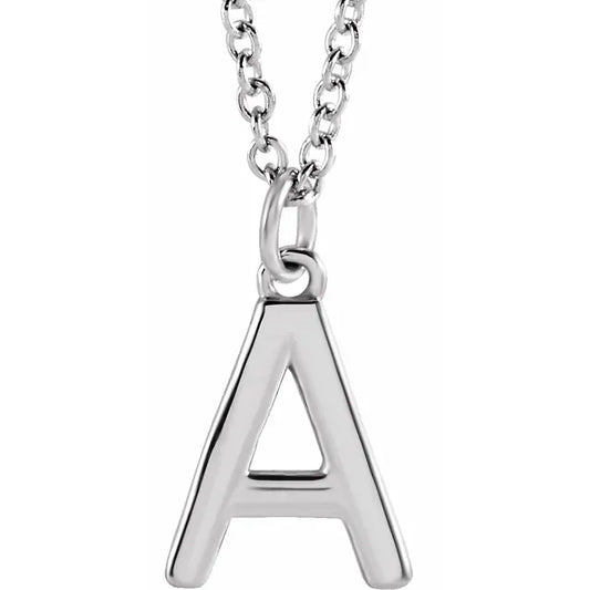 Uppercase letter A pendant in sterling silver