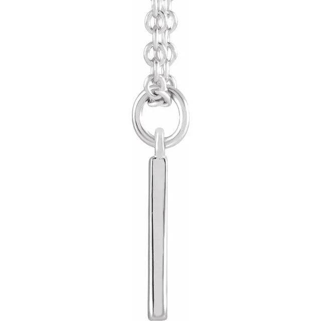 Uppercase letter A pendant side profile view in sterling silver
