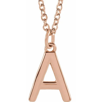 Uppercase letter A pendant in 18K rose gold-plated sterling silver