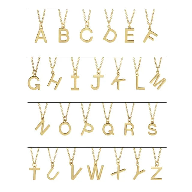 Full alphabet uppercase initial pendant necklace collection