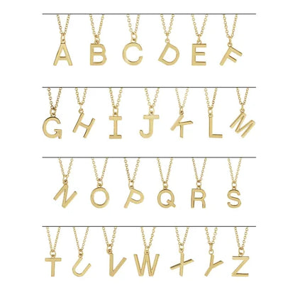 Full alphabet uppercase initial pendant necklace collection