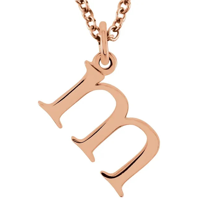 Lowercase letter m pendant in 18K rose gold-plated sterling silver