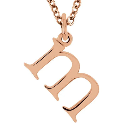 Lowercase letter m pendant in 18K rose gold-plated sterling silver