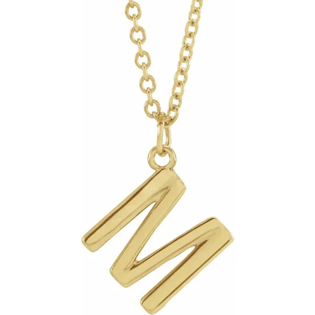 Uppercase letter M pendant in 18K yellow gold-plated sterling silver