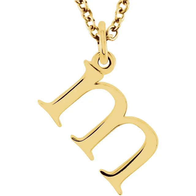 Lowercase letter m pendant in 18K yellow gold-plated sterling silver