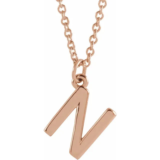 Uppercase letter N pendant in 18K rose gold-plated sterling silver