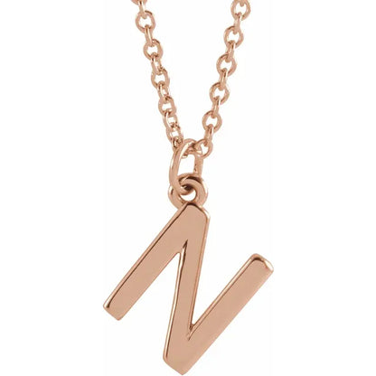 Uppercase letter N pendant in 18K rose gold-plated sterling silver