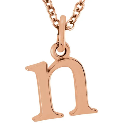 Lowercase letter n pendant in 18K rose gold-plated sterling silver