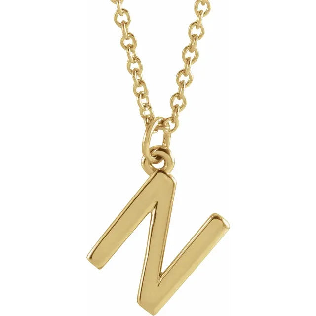 Uppercase letter N pendant in 18K yellow gold-plated sterling silver