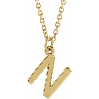 Uppercase letter N pendant in 18K yellow gold-plated sterling silver