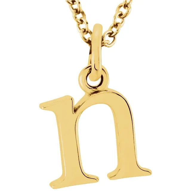 Lowercase letter n pendant in 18K yellow gold-plated sterling silver