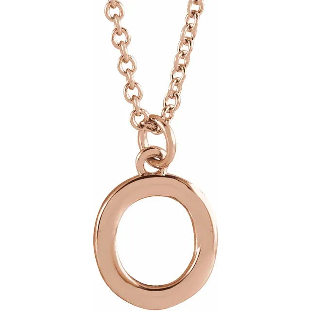 Uppercase letter O pendant in 18K rose gold-plated sterling silver