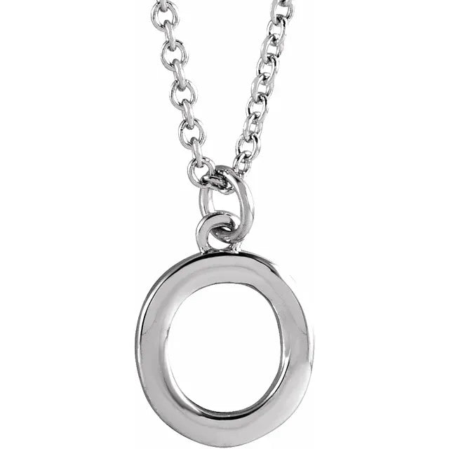 Uppercase letter O pendant in sterling silver